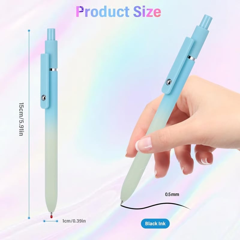 5 Pcs Gel Ink Pens, 0.5mm Medium Tip Black Ink Roller Ball Pens, Quick Drying Pens for Smooth Writing