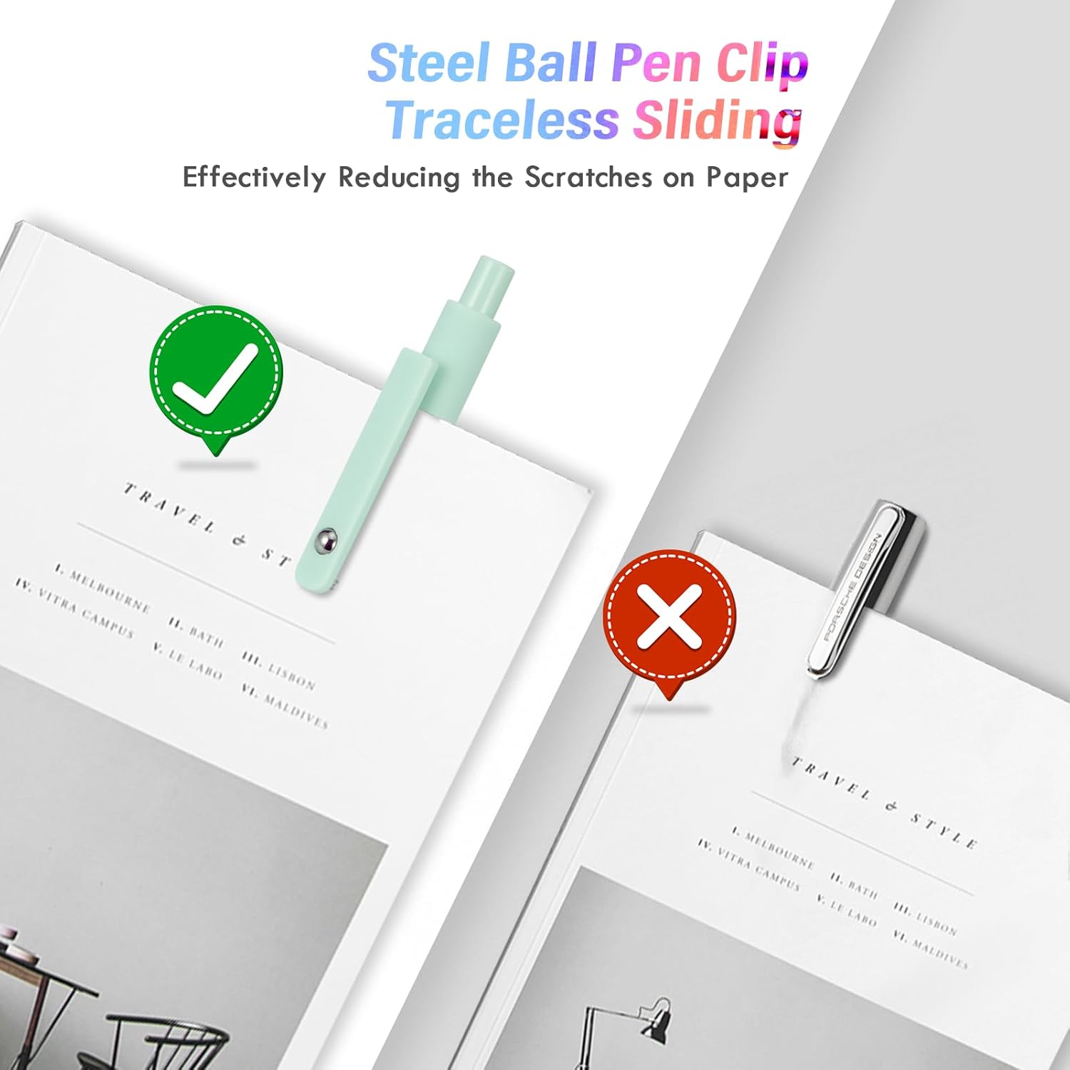 5 Pcs Gel Ink Pens, 0.5mm Medium Tip Black Ink Roller Ball Pens, Quick Drying Pens for Smooth Writing