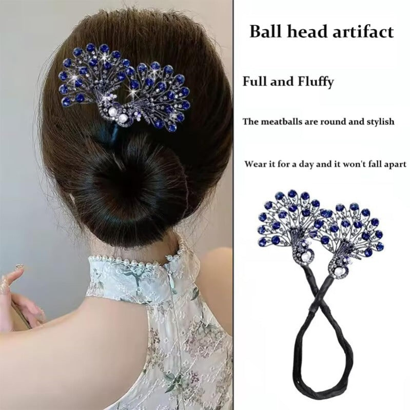 Crystal Leaf Hair Clip|Vintage-Inspired Rhinestone Ponytail Holder