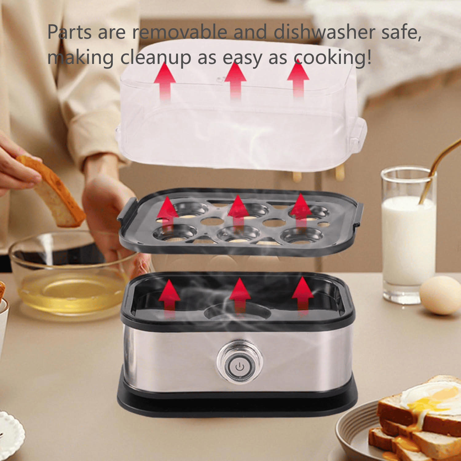 🏆Flash Sale⚡ 50K+ SOLD! Almost Gone-💥Effortless Egg Cooking with the Ultimate Stainless Steel Egg Cooker 🍳✨，Best gifts