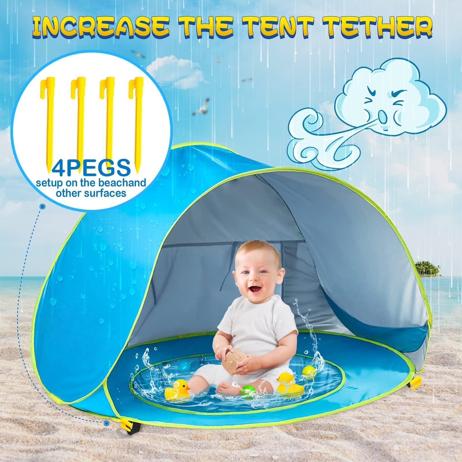 🏖 Portable Uv-Resistant Baby Beach Tent