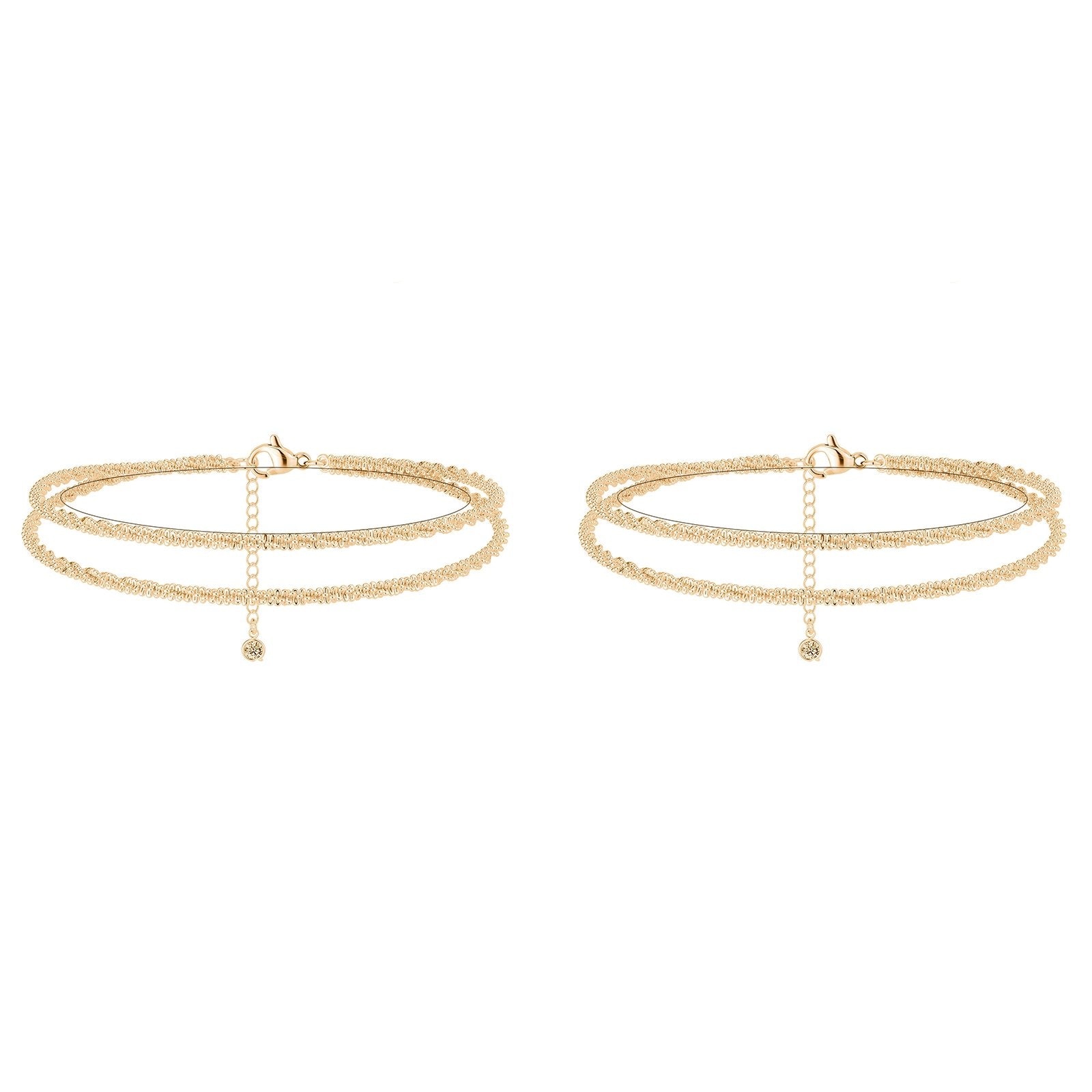 🏖️ Women's 14K Gold & Sterling Silver Anklets – Adjustable, Waterproof, Sparkling Chains, Stackable