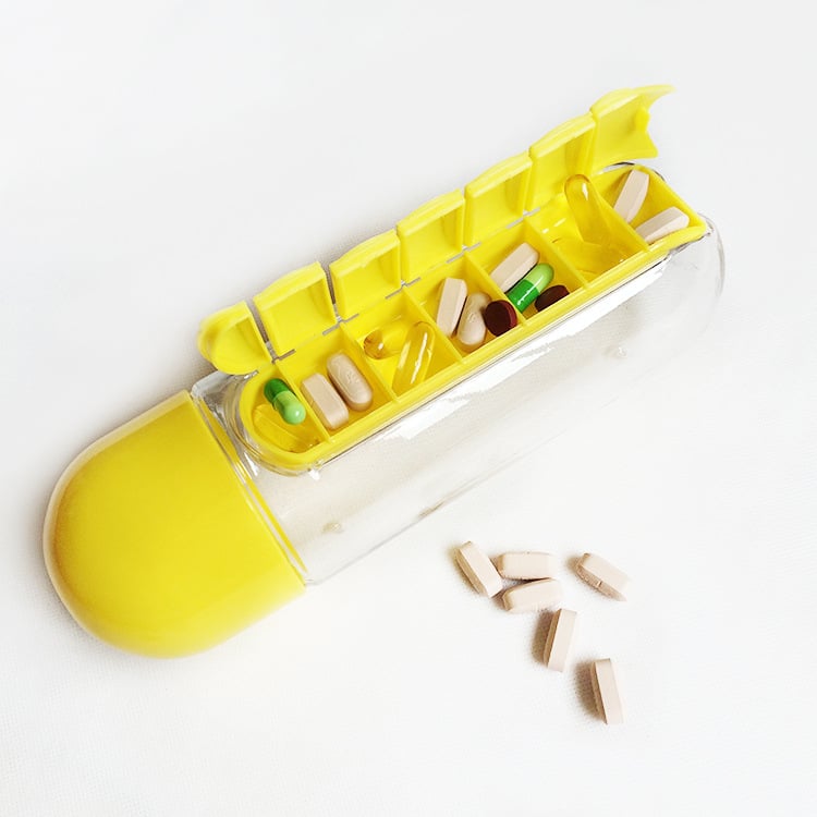 Water Bottle Two-in-One Water Cup 7 Days Pill Box 7 Grid Outdoor Portable Multi-Functional