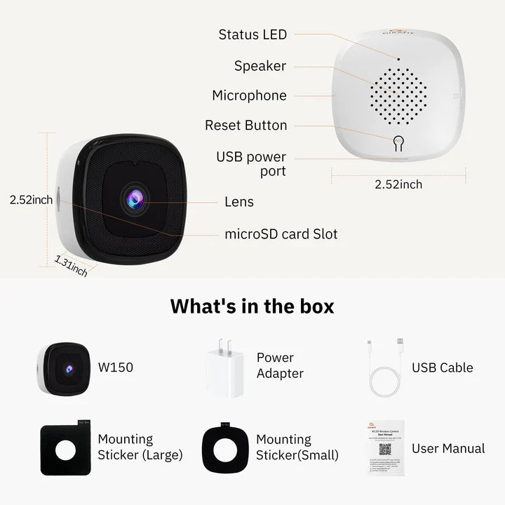 GlobaleCam™ – Caméra de sécurité intelligente 2K pour fenêtre avec vision nocturne et alertes de mouvement