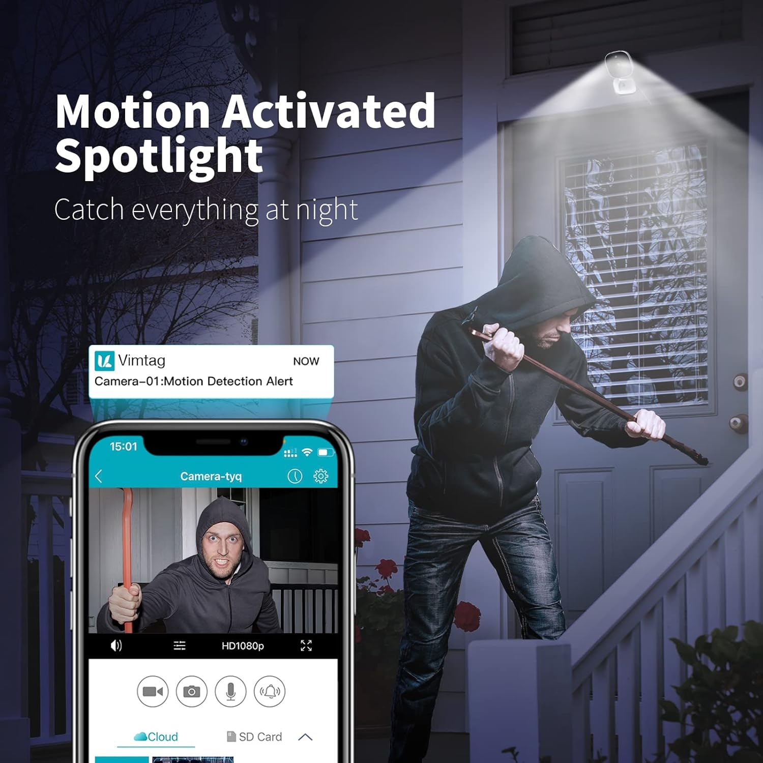 GlobaleCam™ – Caméra de sécurité intelligente 2K pour fenêtre avec vision nocturne et alertes de mouvement