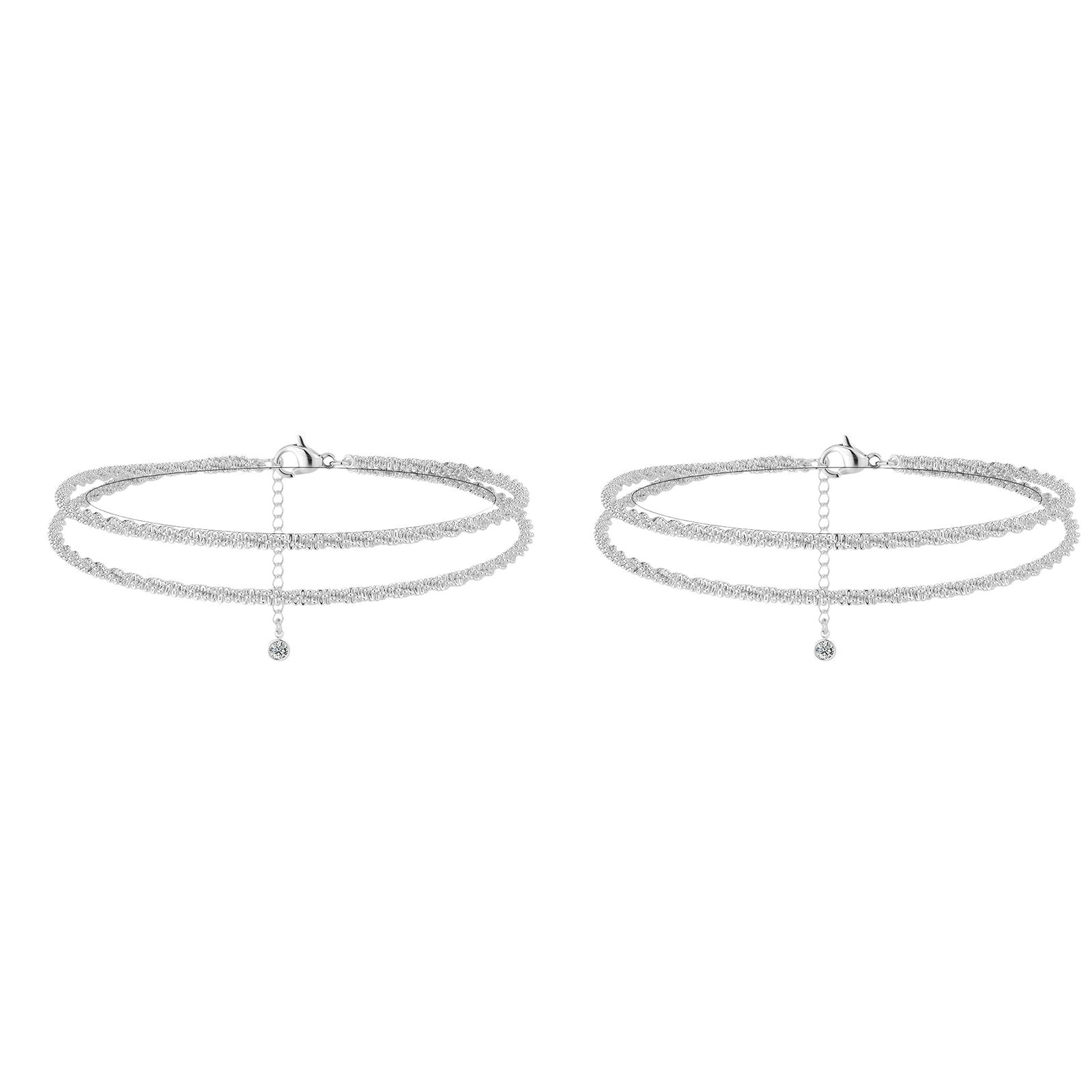 🏖️ Women's 14K Gold & Sterling Silver Anklets – Adjustable, Waterproof, Sparkling Chains, Stackable