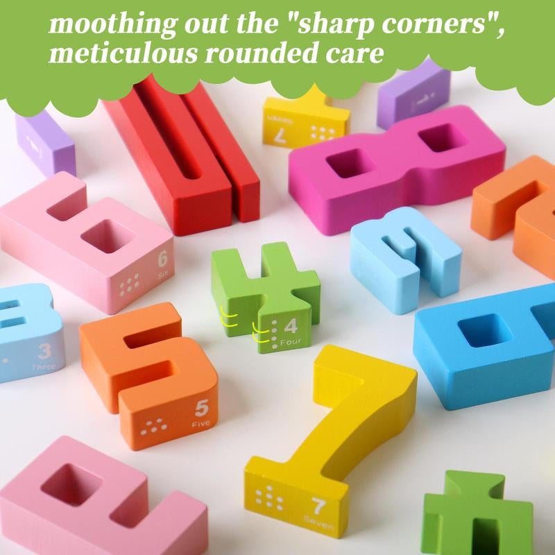Wooden Number Building Block, Creative Montessori Stacking Toys, Early Educational Toy for Children(1 Box)