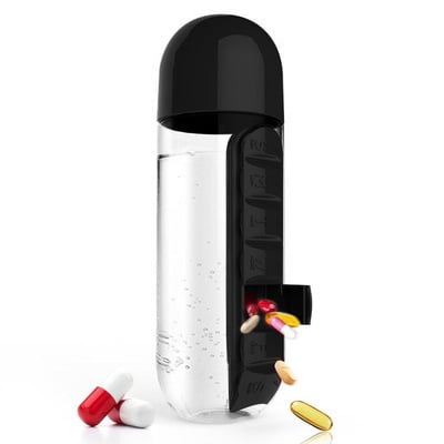 Water Bottle Two-in-One Water Cup 7 Days Pill Box 7 Grid Outdoor Portable Multi-Functional