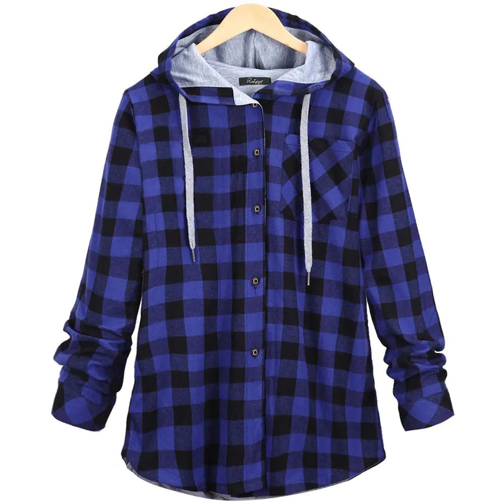 Cardigan à capuche à carreaux multicolores pour femme