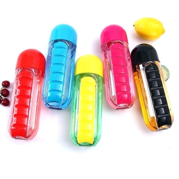 Water Bottle Two-in-One Water Cup 7 Days Pill Box 7 Grid Outdoor Portable Multi-Functional
