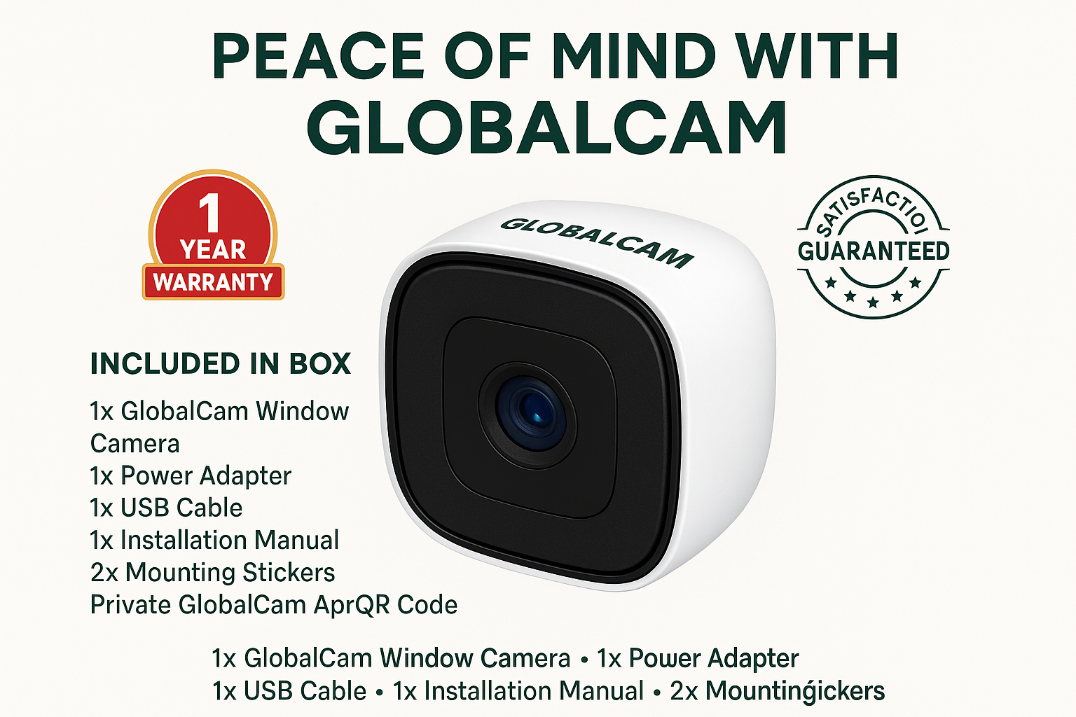 GlobaleCam™ – Caméra de sécurité intelligente 2K pour fenêtre avec vision nocturne et alertes de mouvement