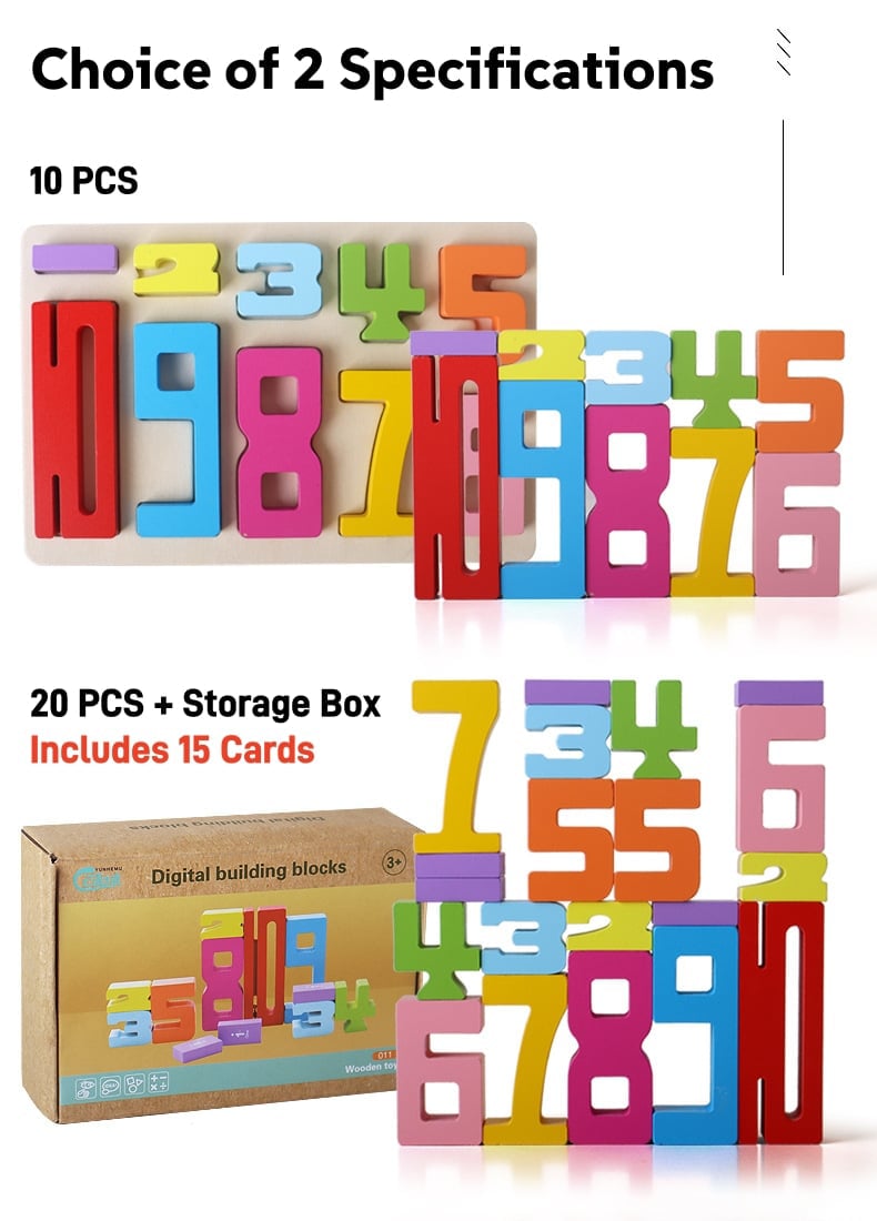 Wooden Number Building Block, Creative Montessori Stacking Toys, Early Educational Toy for Children(1 Box)
