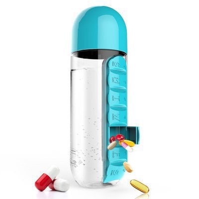 Water Bottle Two-in-One Water Cup 7 Days Pill Box 7 Grid Outdoor Portable Multi-Functional