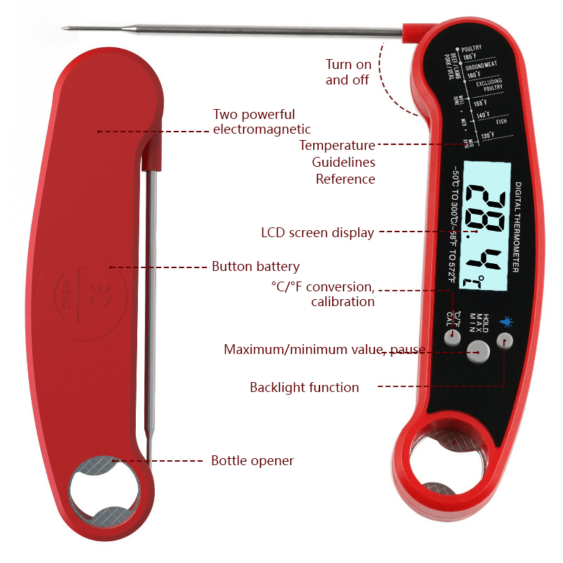 ⏰Final 3-hour Preferential Deal✨Meat Thermometer - Digital Instant Read, Waterproof for Cooking & Baking