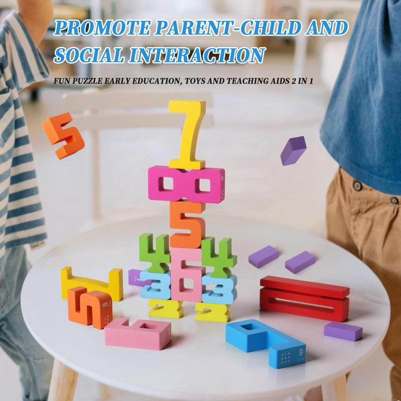 Wooden Number Building Block, Creative Montessori Stacking Toys, Early Educational Toy for Children(1 Box)