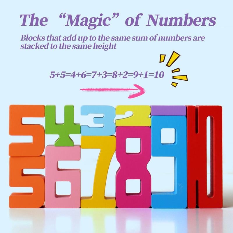 Wooden Number Building Block, Creative Montessori Stacking Toys, Early Educational Toy for Children(1 Box)